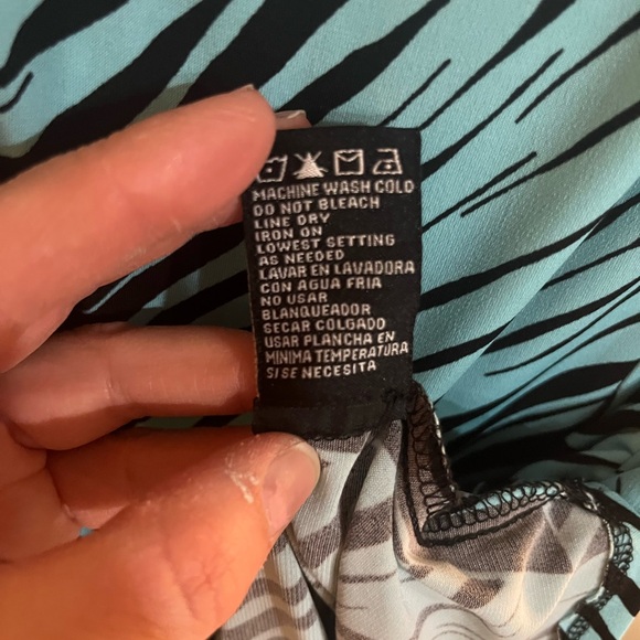 Perceptions Black and Aqua Zebra Print 2 piece Dress - Picture 8 of 11